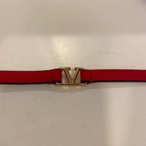 Valentino red leather VLOGO bracelet